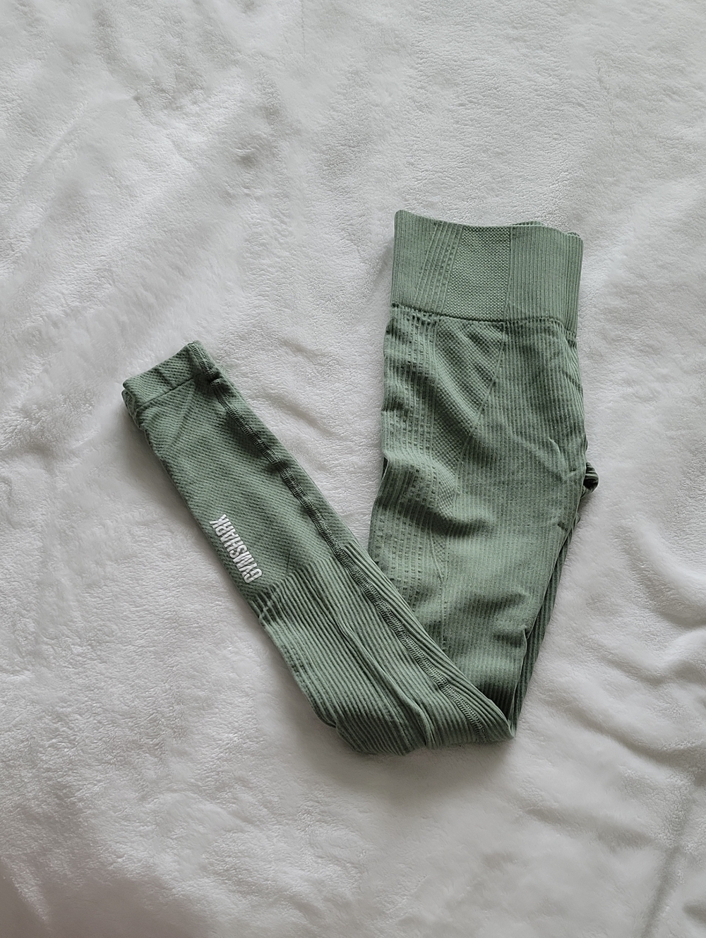 Gymshark Kids Ribbed Sage Green Leggings